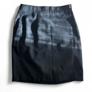 Vintage Bentley Black Pencil Skirt with Gold Buttons